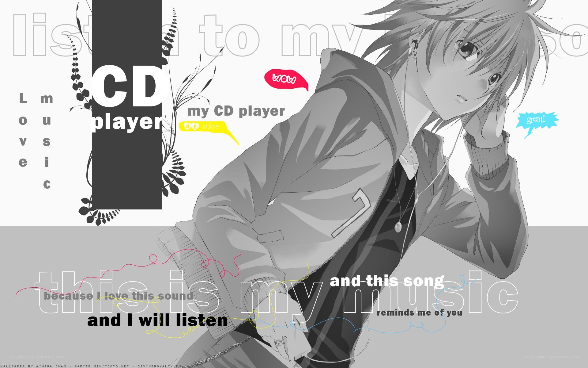 anime boy with cd player