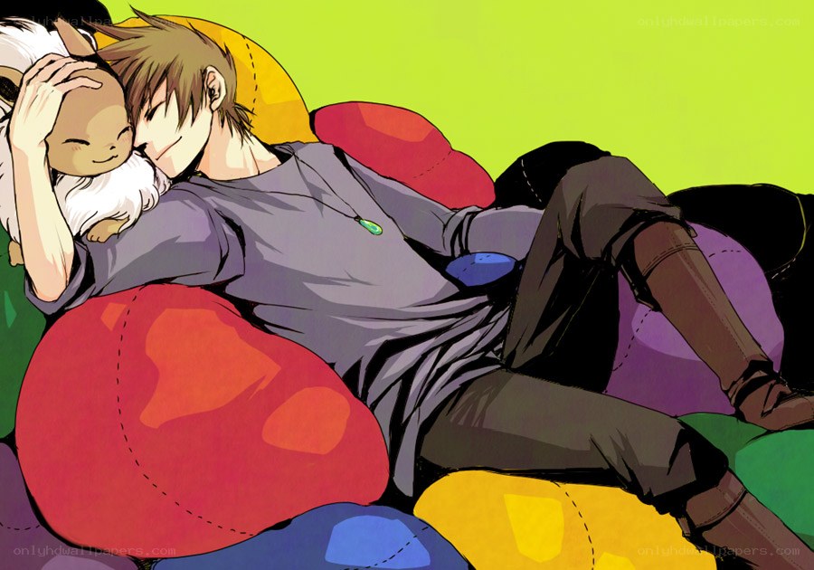 anime boy with creature