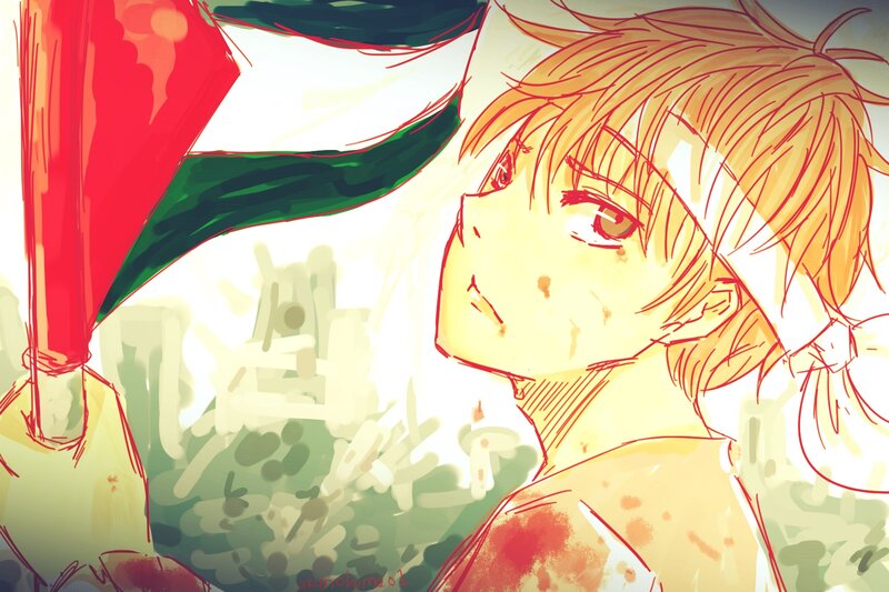 Anime Boy with Flag