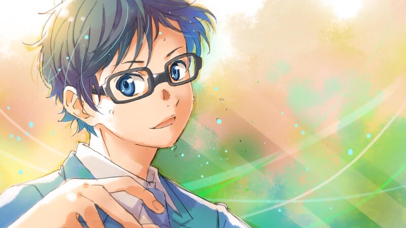 Anime Boy with Glasses — Blue, Hopeful, Afternoon