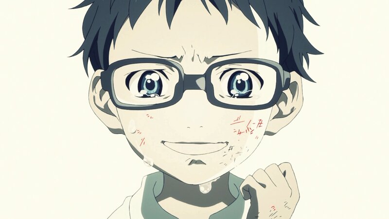 Anime Boy with Glasses — White