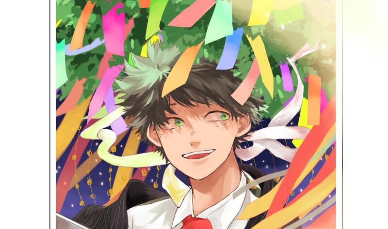 Anime Boy with Green Eyes — Festive