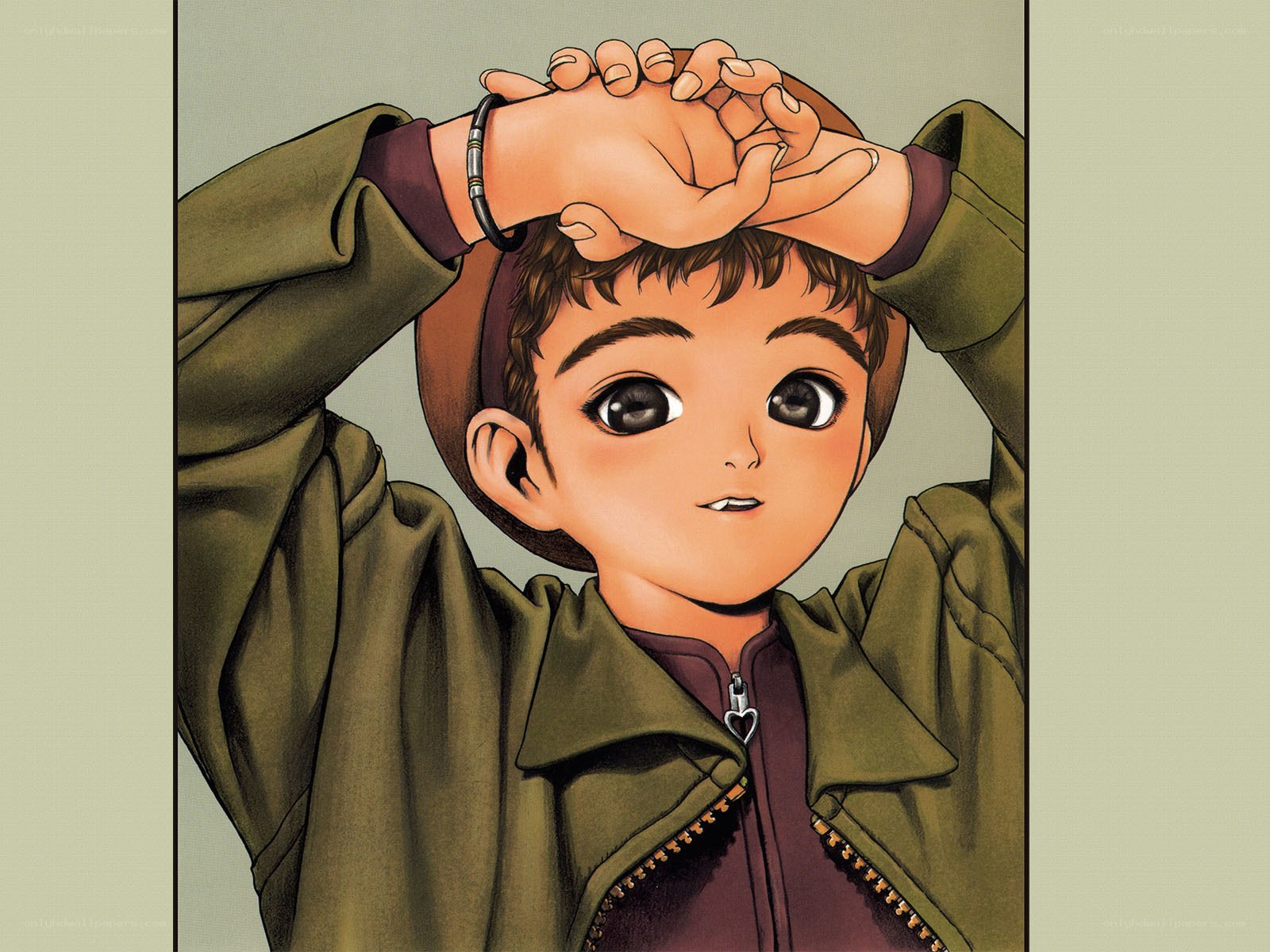 anime boy with hands on head
