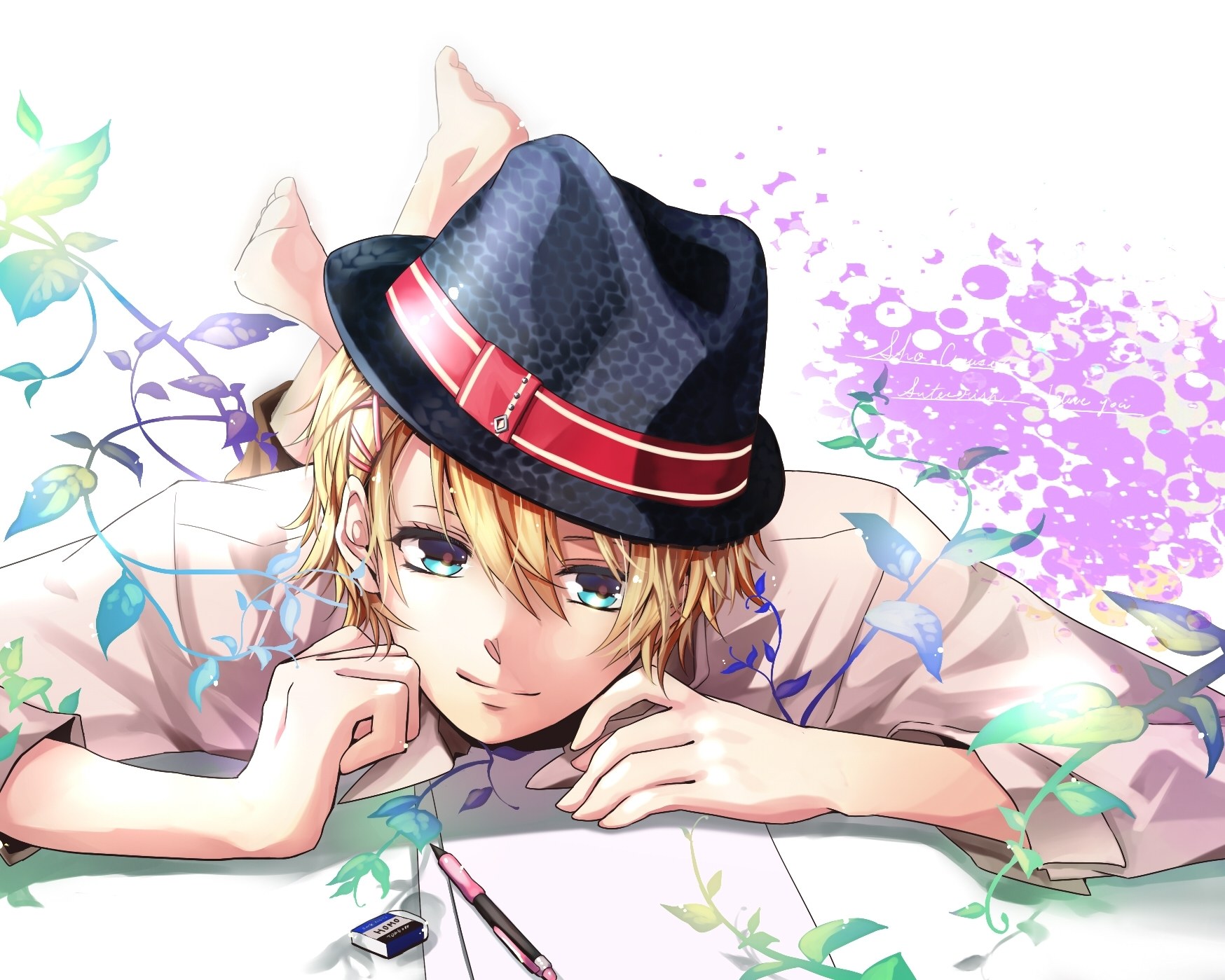anime boy with hat