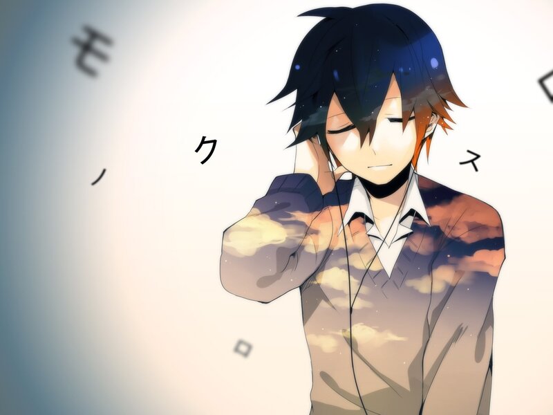 Anime Boy with Headphones — Blue, Calm