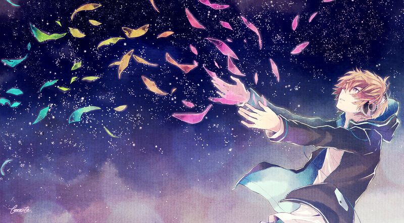 Anime Boy with Headphones — Purple