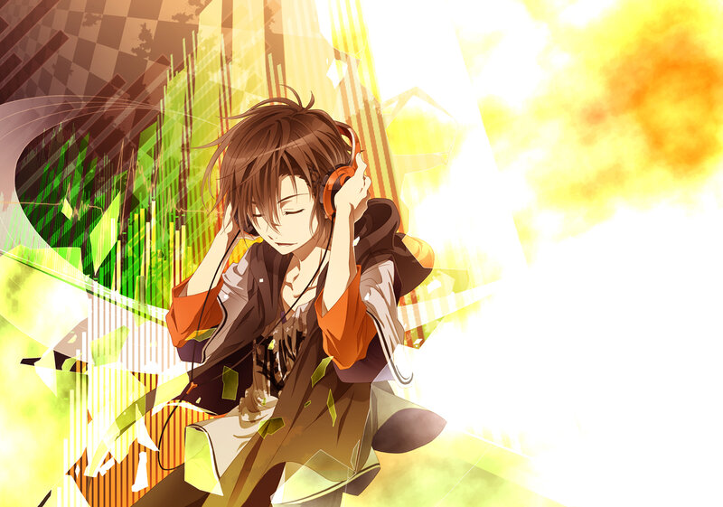 Anime Boy with Headphones — Yellow