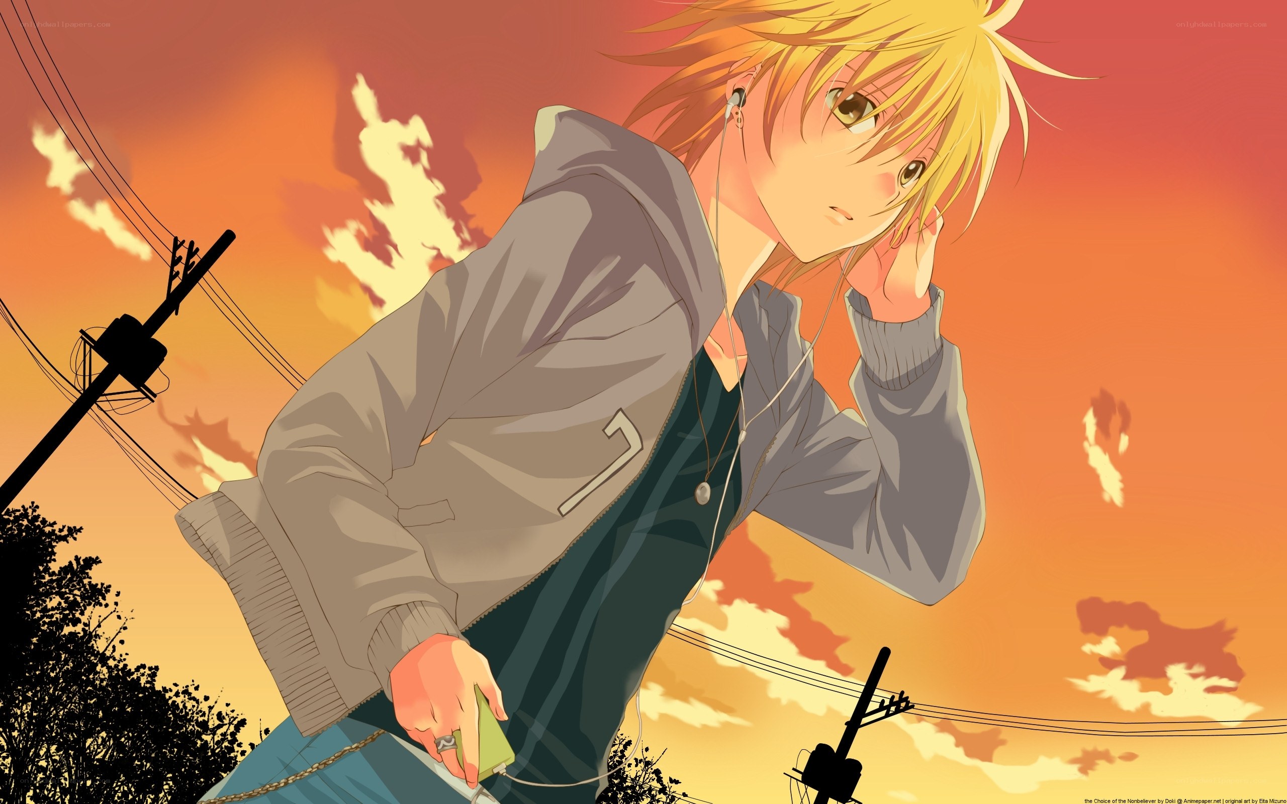 anime boy with headphones