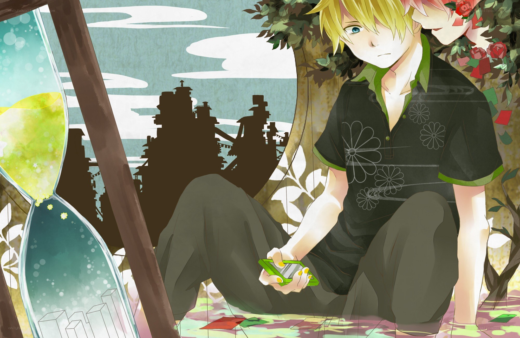 Anime boy with hourglass