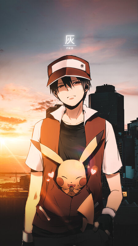 Anime Boy with Pikachu — Orange
