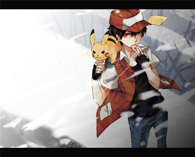 Anime Boy with Pikachu — Red
