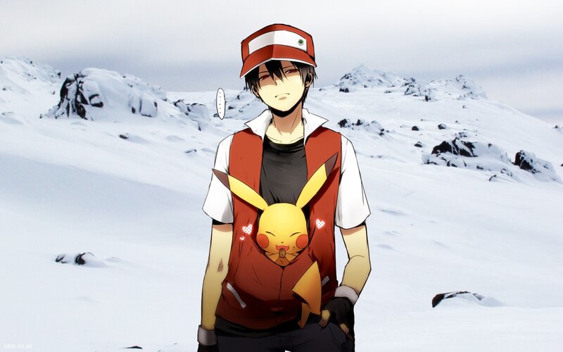 Anime Boy with Pikachu — White, Calm