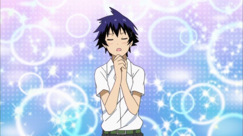 Anime Boy with Purple Hair — Blue
