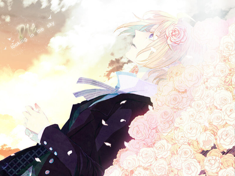 anime boy with roses