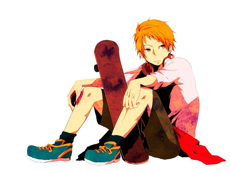 Anime Boy with Skateboard