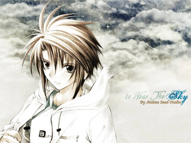 anime boy with sky background