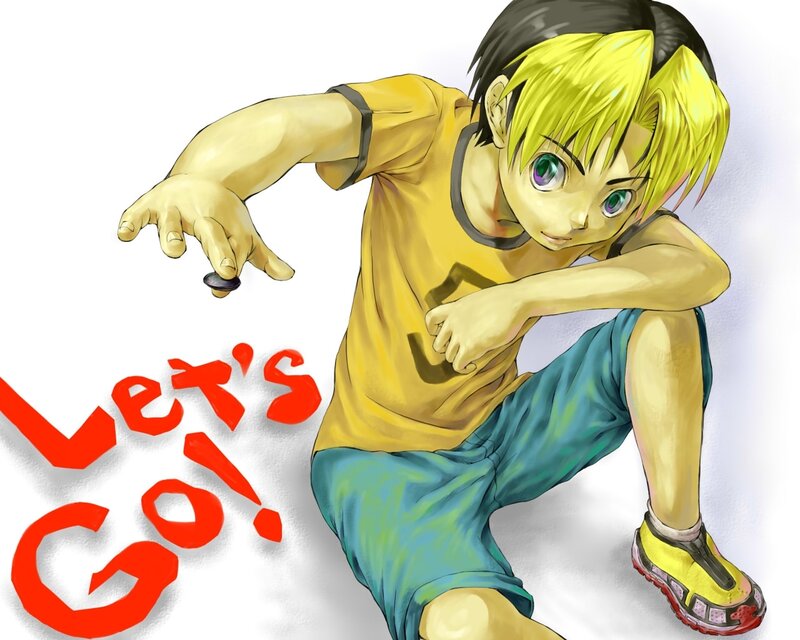 anime boy with spinning top