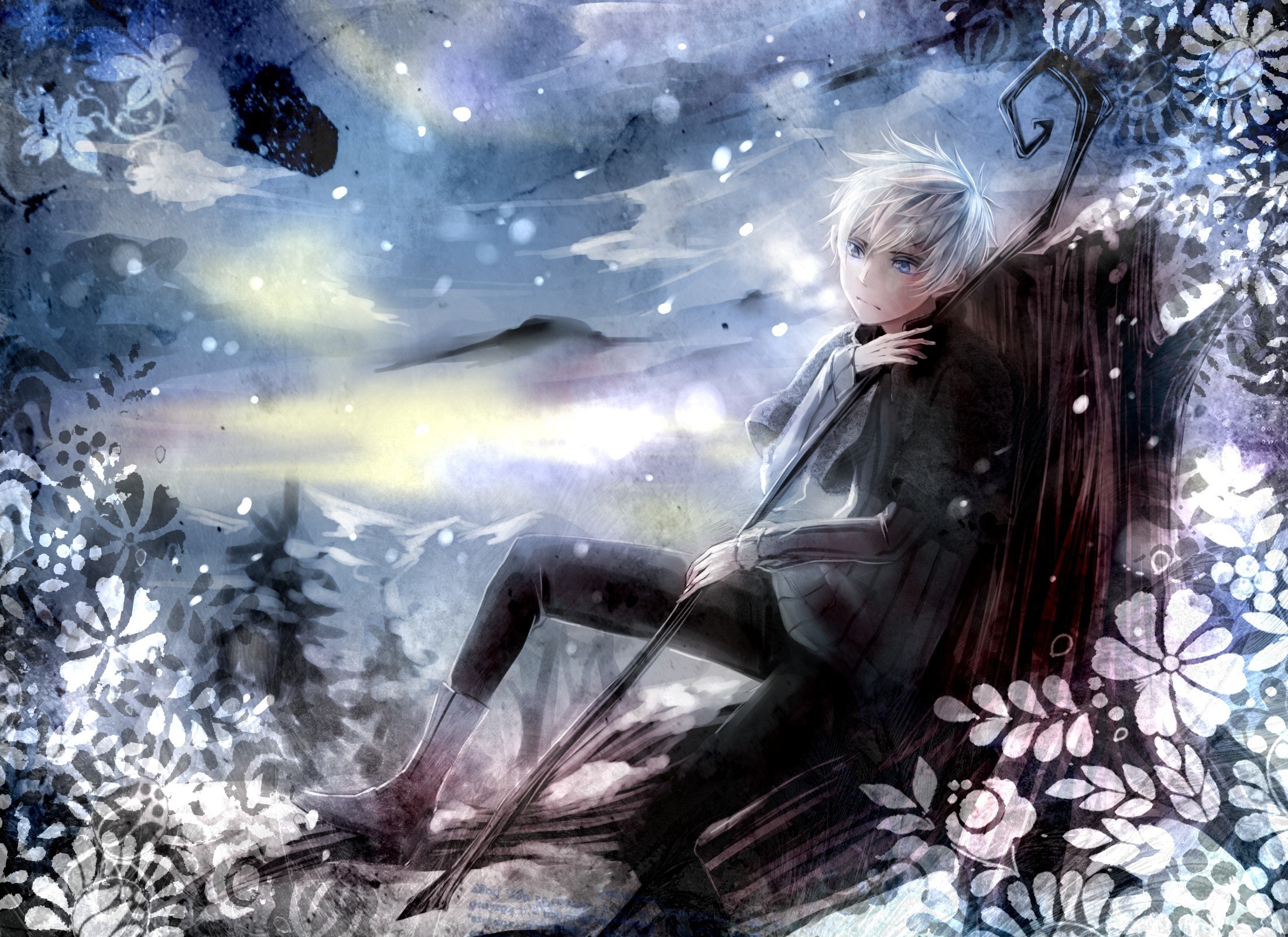 anime boy with staff