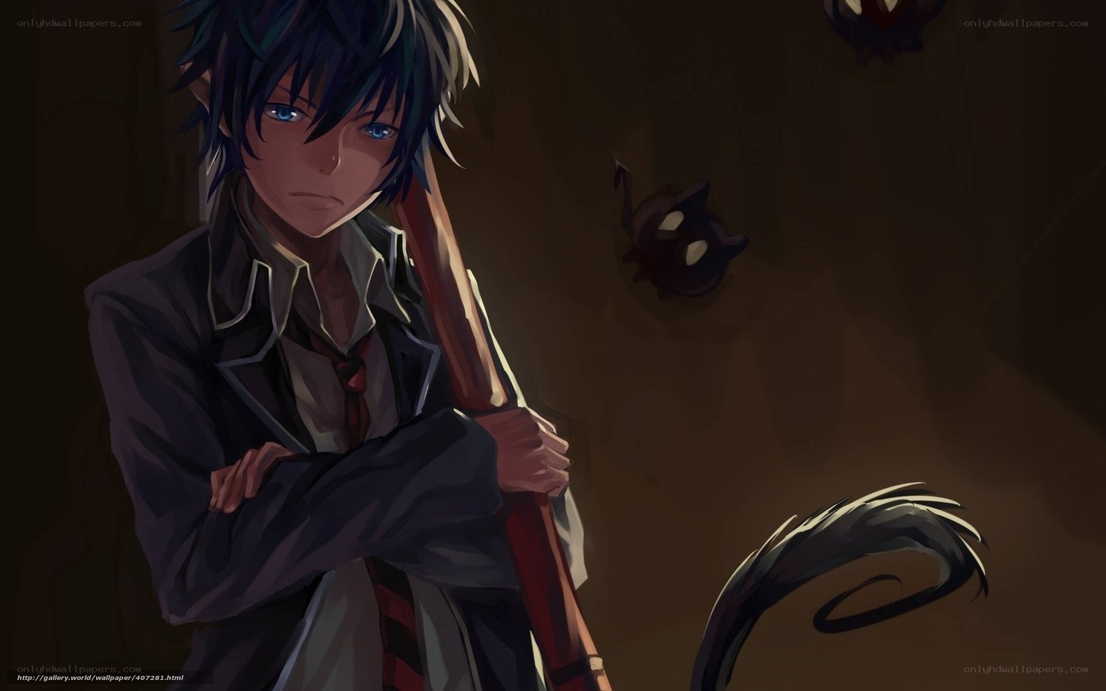 anime boy with staff