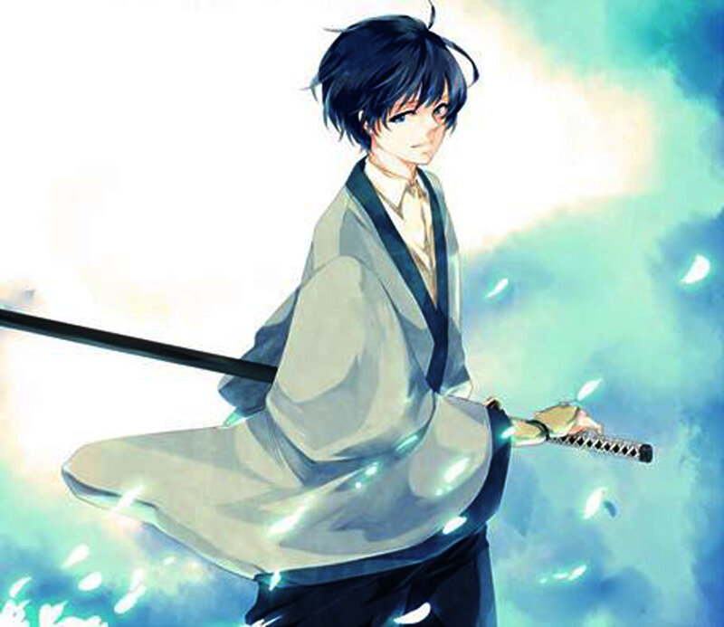 Anime Boy with Sword — Blue, Dramatic