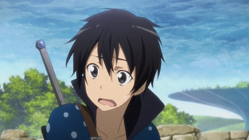Anime Boy with Sword — Blue, Outdoor