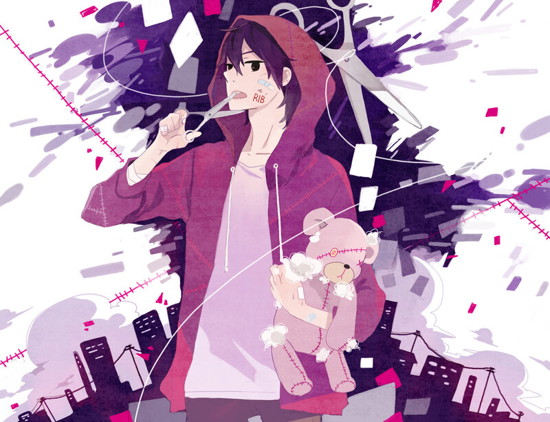 Anime Boy with Teddy Bear