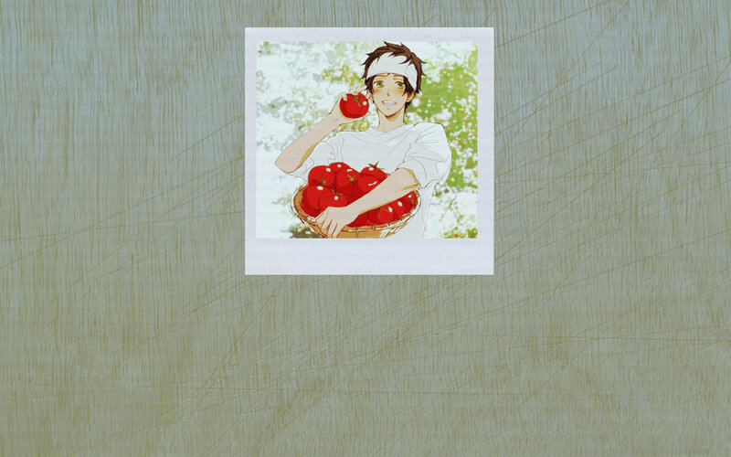 anime boy with tomatoes