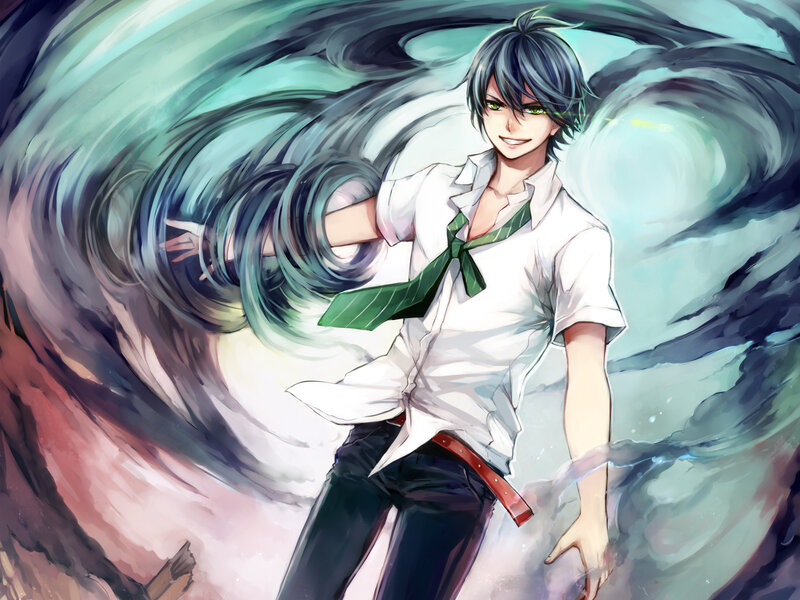 anime boy with wind powers