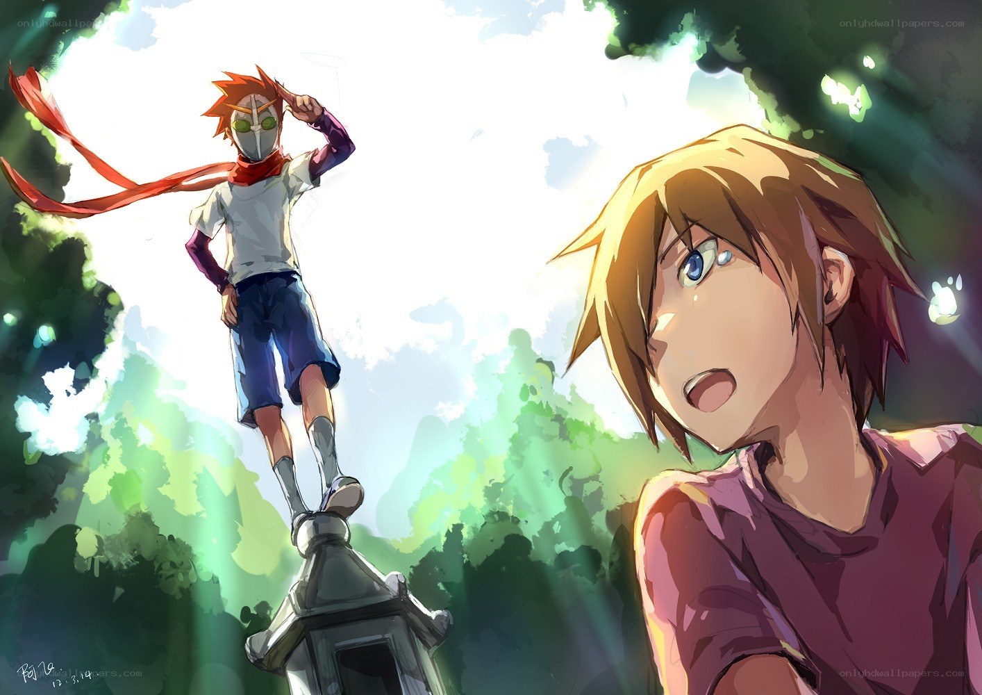 Anime boys in a forest