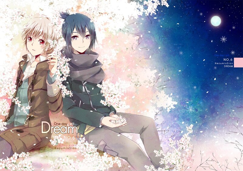 Anime boys under cherry blossoms