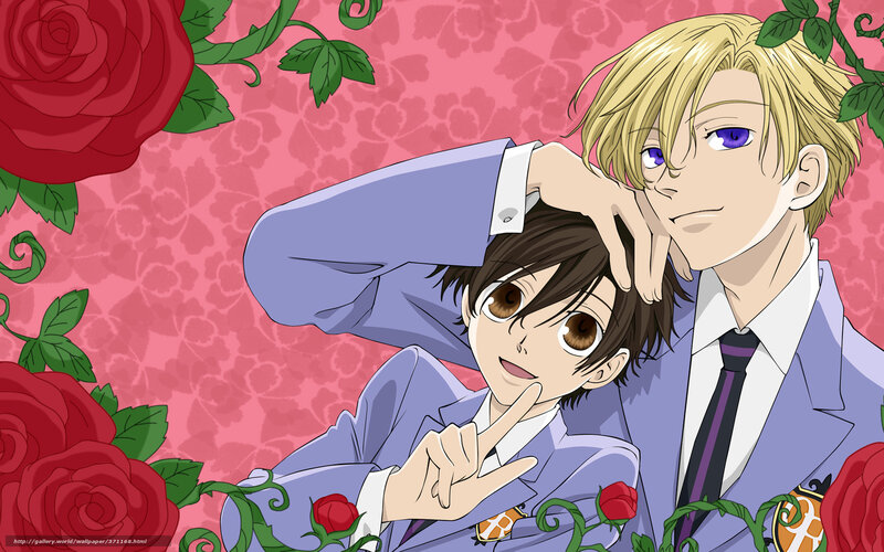 Anime boys with roses
