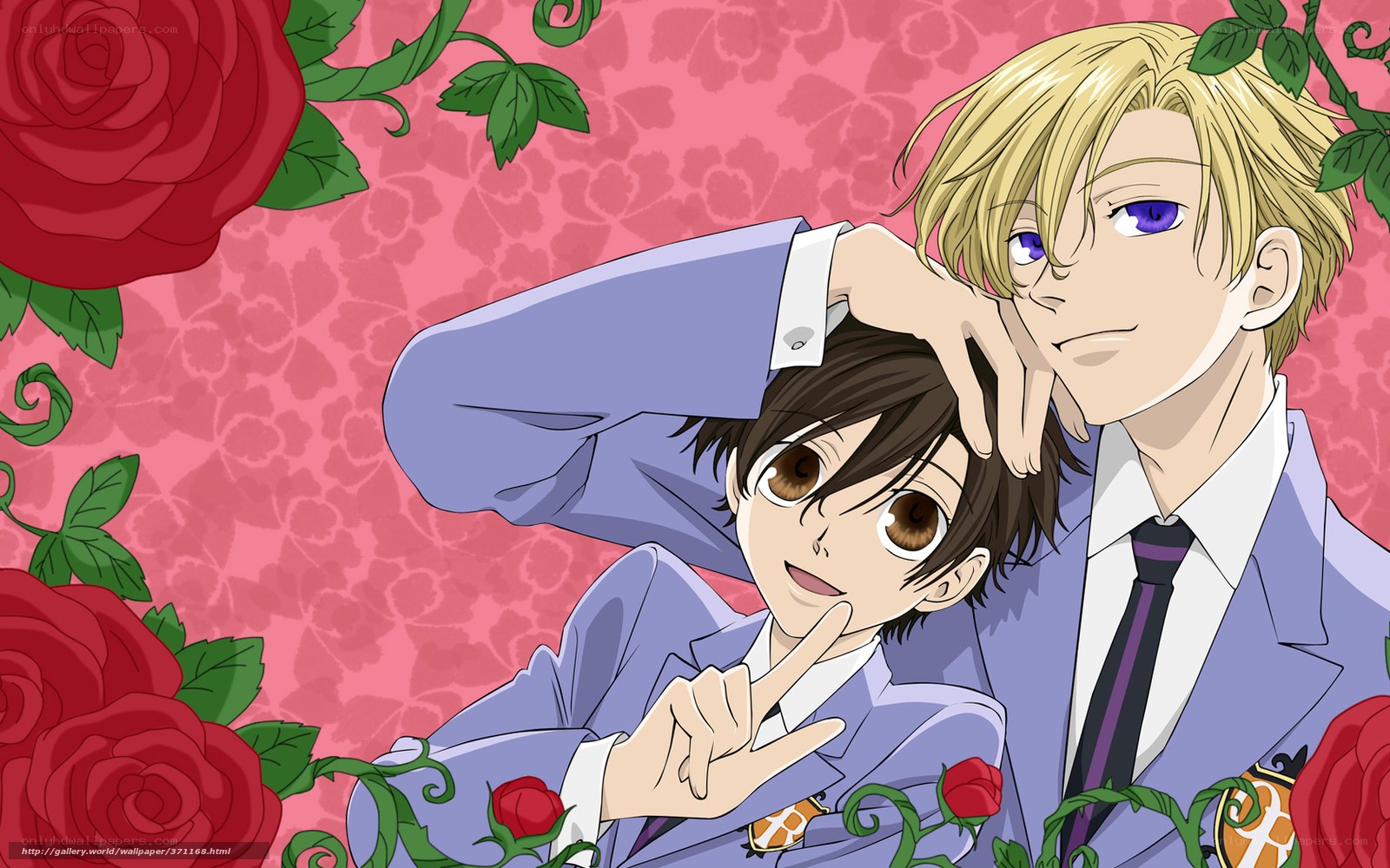 Anime boys with roses