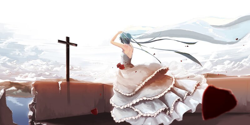Anime bride at a cross