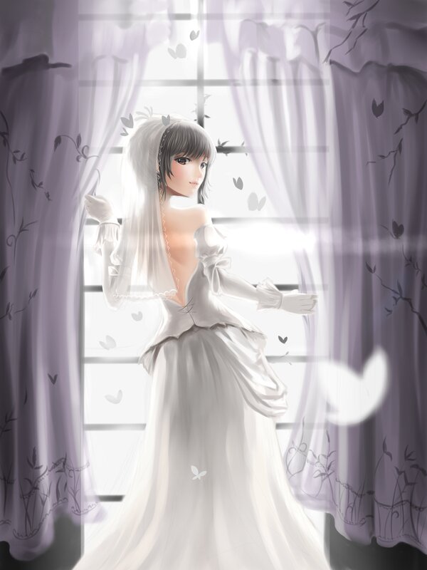 Anime Bride at Window