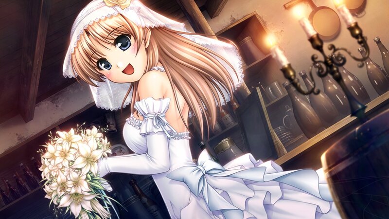 Anime Bride Holding Flowers