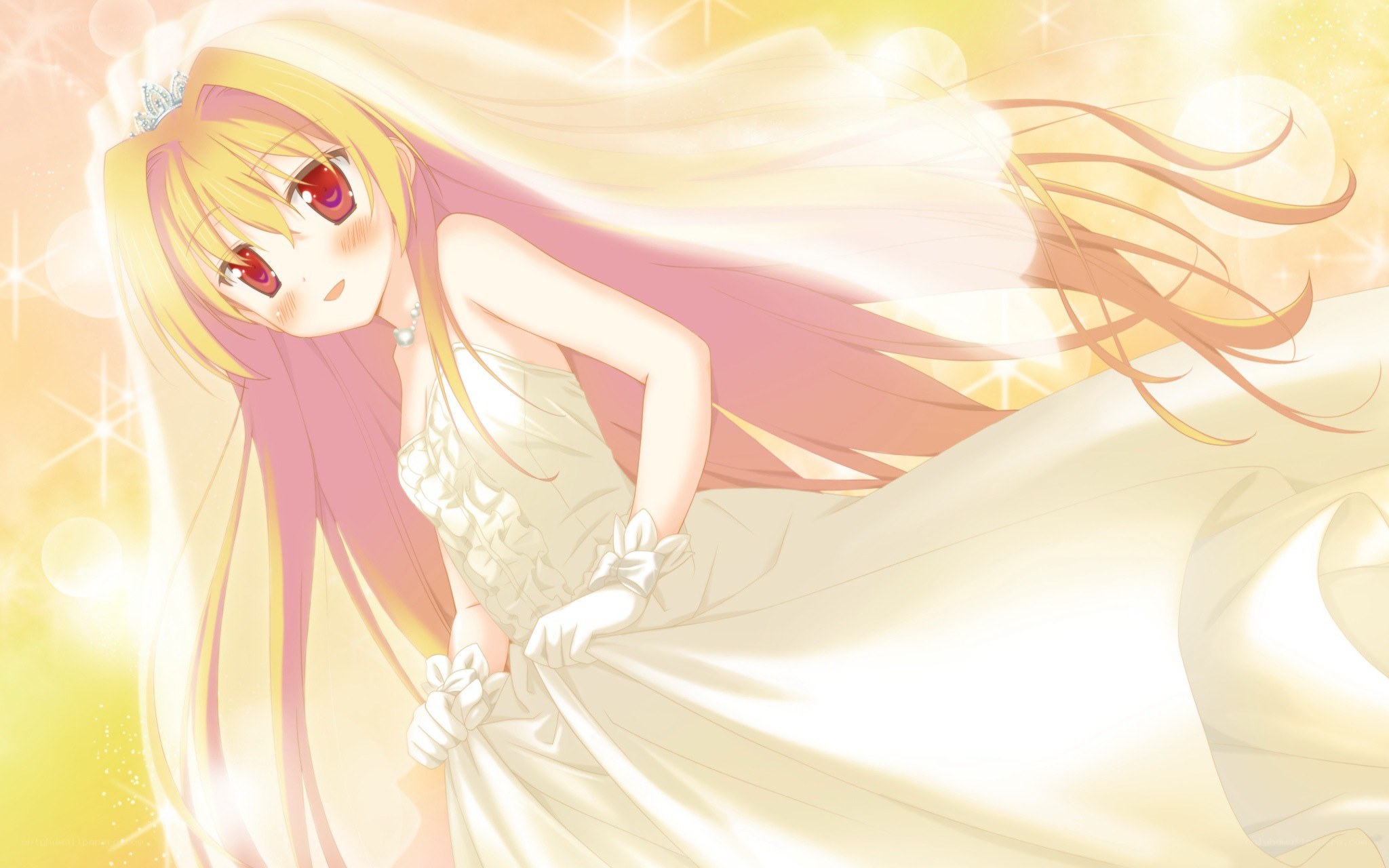 anime bride in golden light