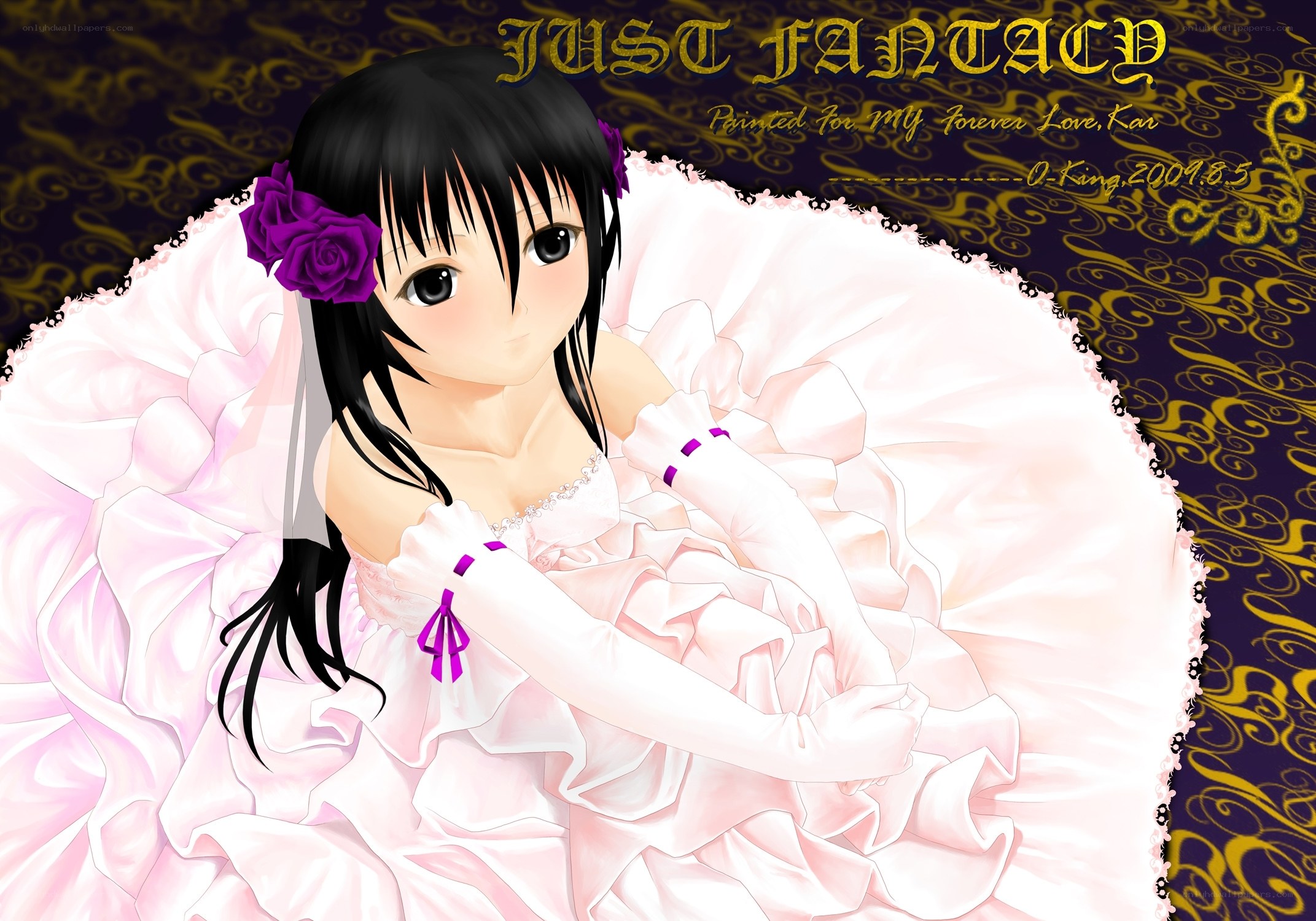 anime bride in pink dress