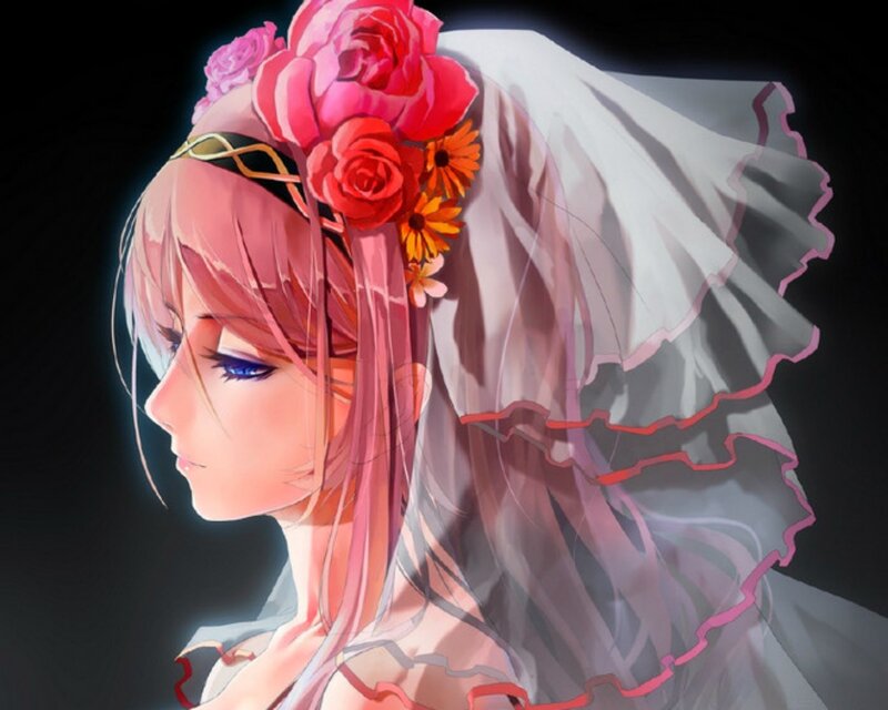 Anime Bride in Profile — Pink