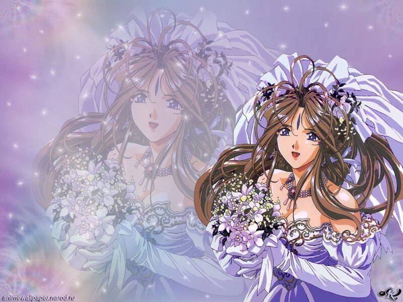 anime bride in purple dress