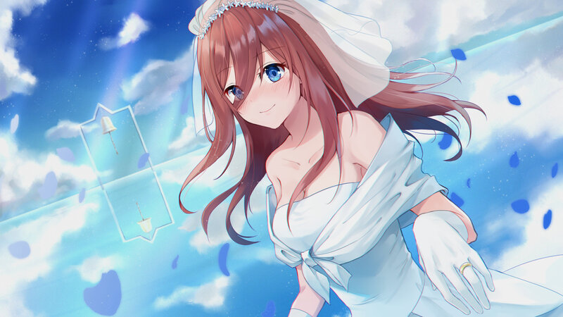 Anime Bride in Sky — Blue, Serene