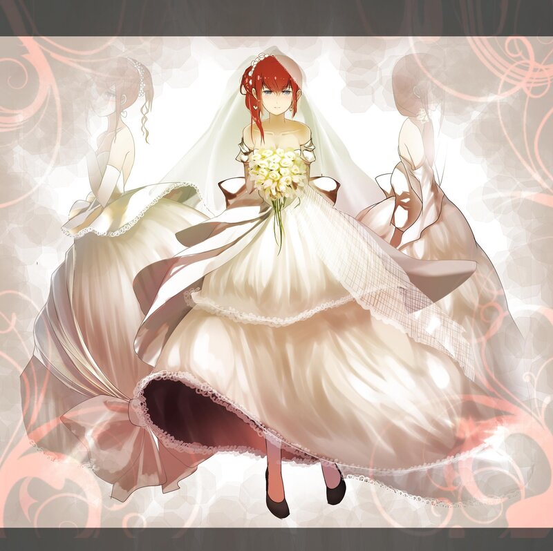 anime bride in wedding dress