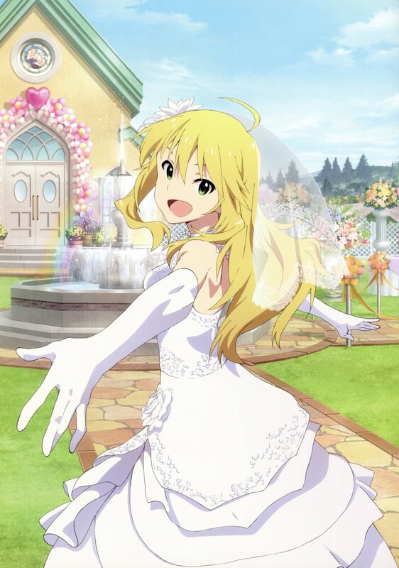 anime bride in wedding dress