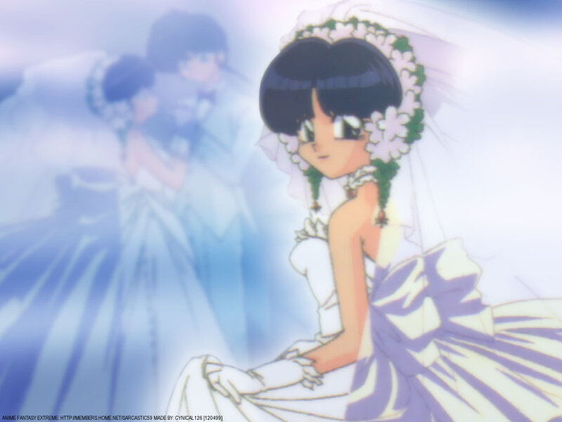 anime bride in wedding dress