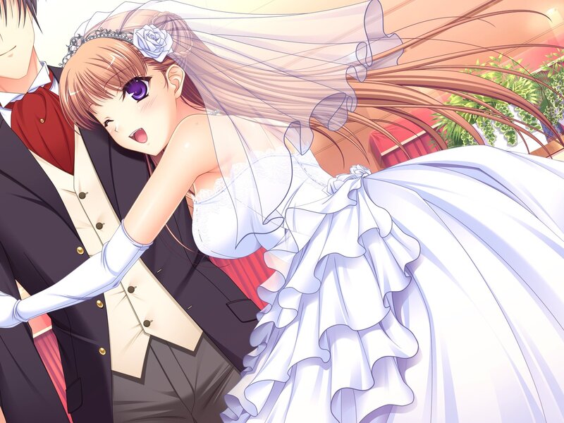 anime bride in wedding dress