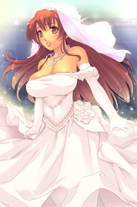 anime bride in wedding dress