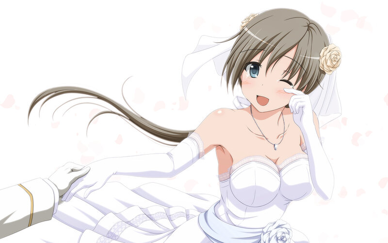 Anime Bride in Wedding Dress — White, Joyful