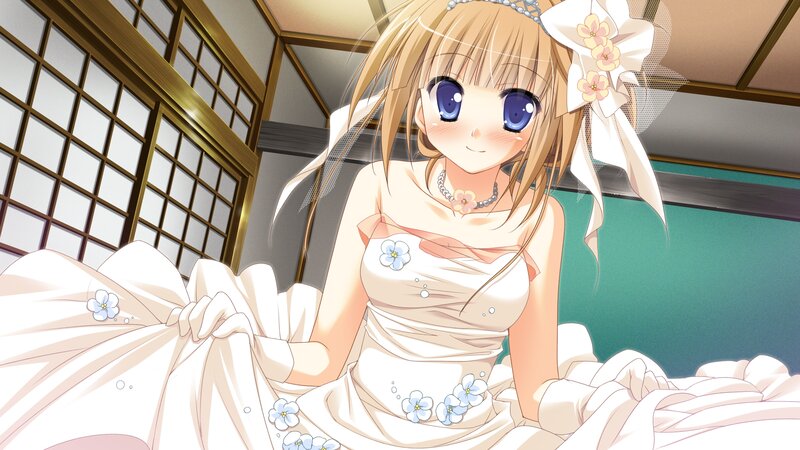 Anime Bride in Wedding Dress — White, Serene, Wedding Dress