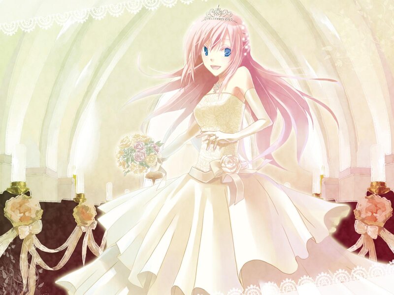 Anime Bride in Wedding Dress — White