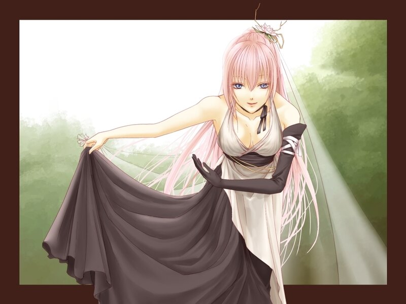 anime bride in white dress