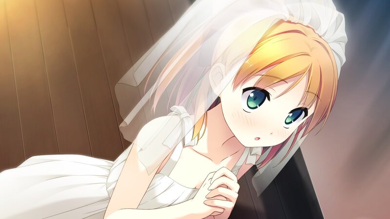 anime bride in white dress